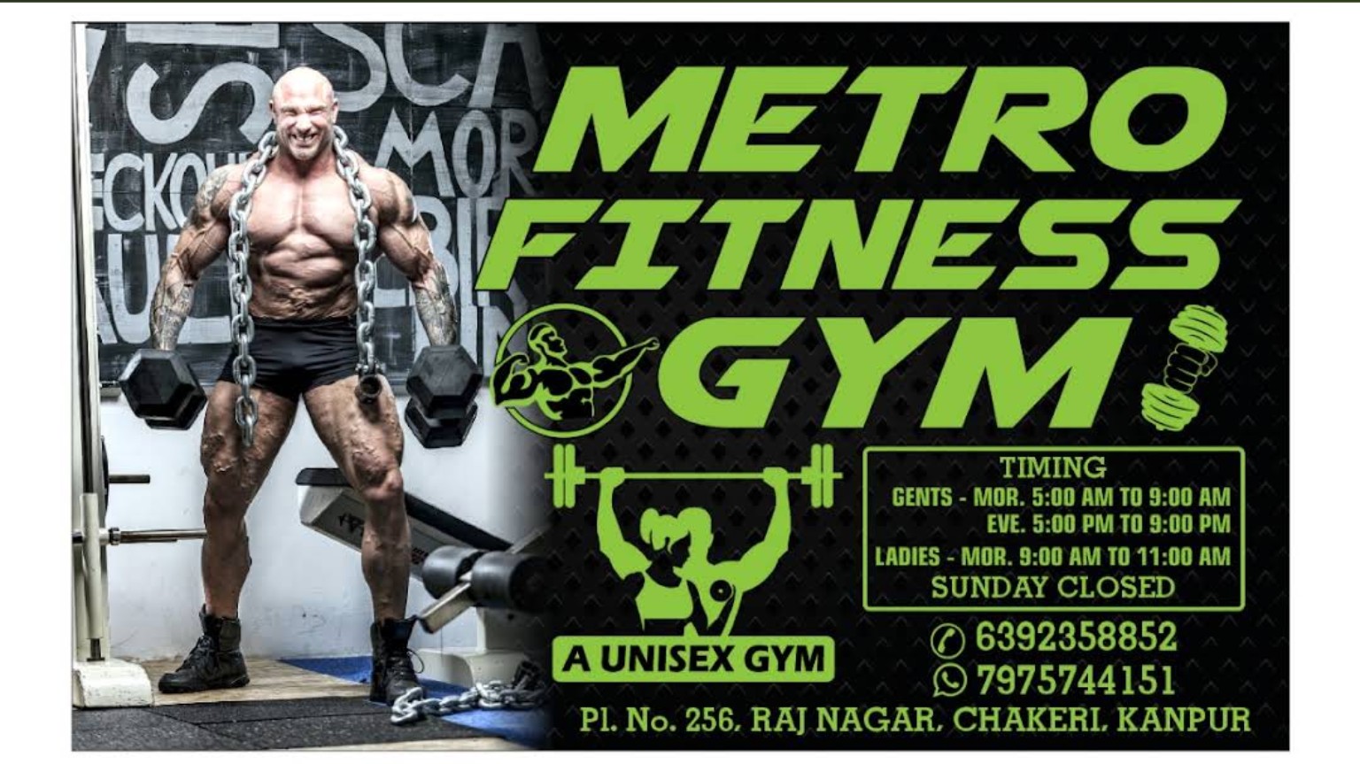 Metro Fitness Gym logo and branding